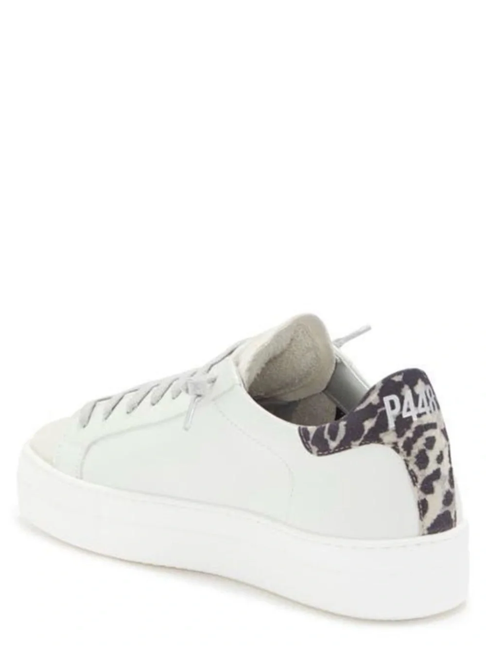 P448 Thea Platform Leopard Print Light Gray Suede Leather Lace-Up Sneakers EU 43